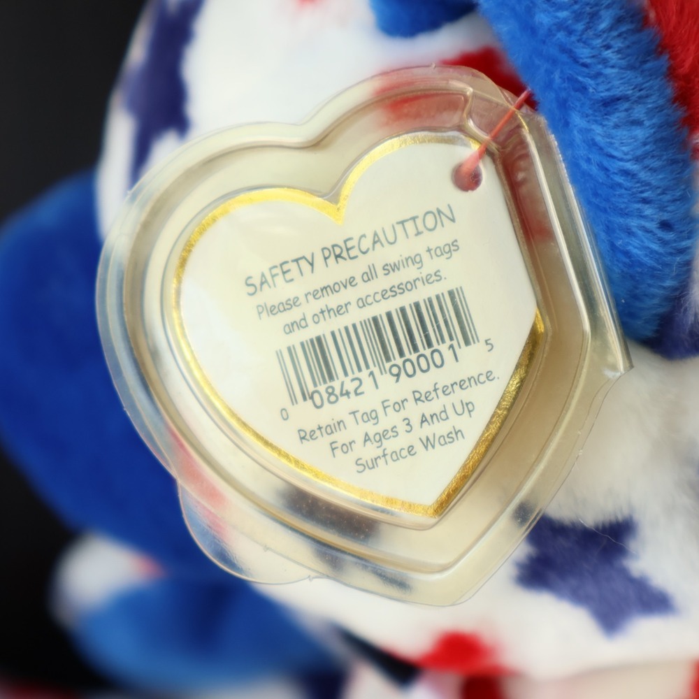 Vintage 2004 Ty Beanie Buddies Blue Patriotic Bear Red White Blue Stars Plush - Picture 6 of 6